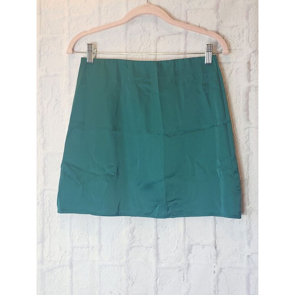 Emerald Green Satin Mini Skirt Medium